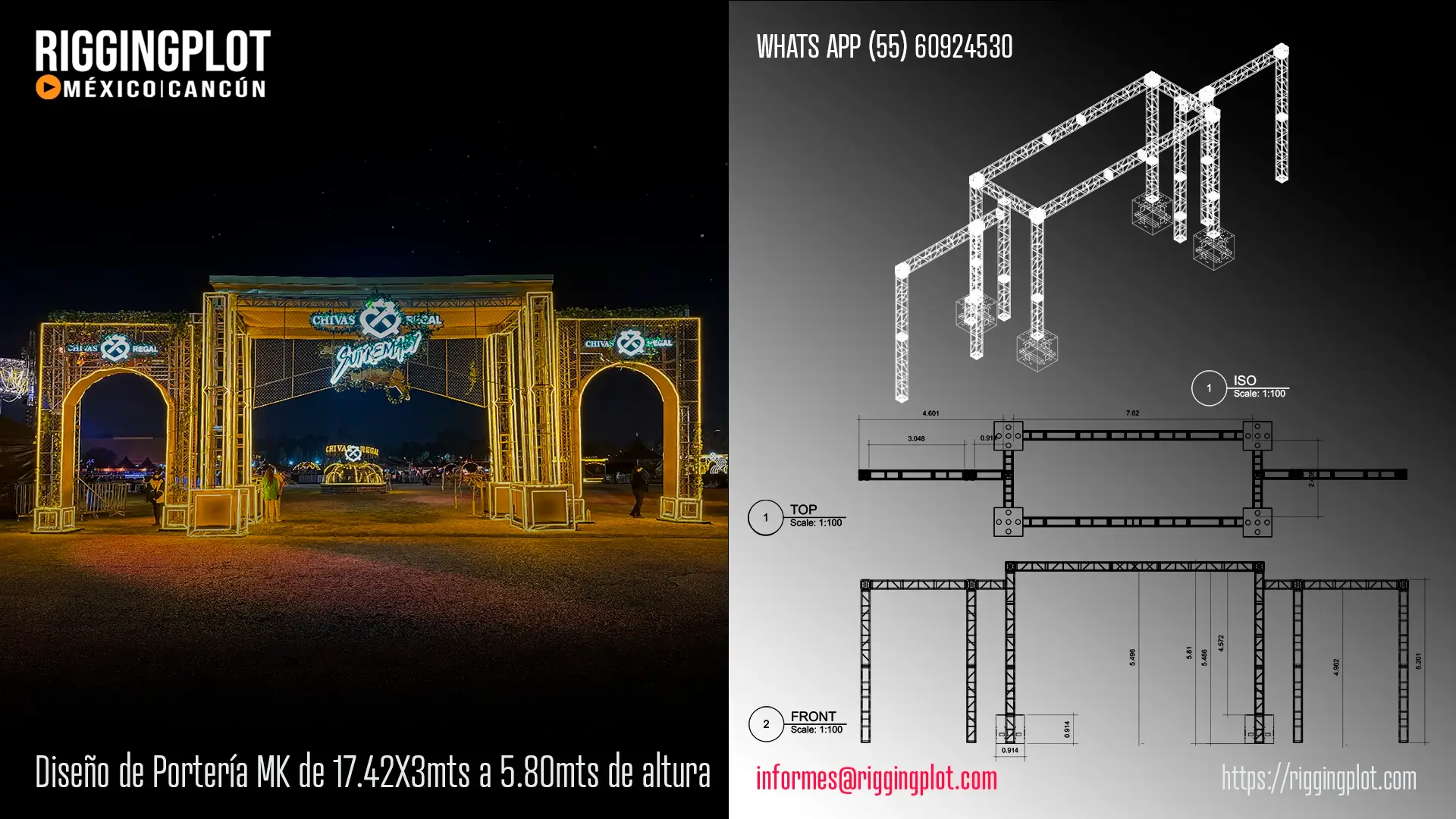 ficha técnica portería 17.42x3.03